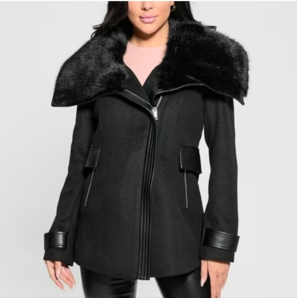 Guess Jackets & Blazers - GUESS Lilia Faux-Fur Collar Coat NWOT